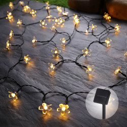 Ghirlanda luminoasa cu panou solar Hoff, exterior, 50 LED-uri cu lumina calda, 7.9 m, functie statica si flash
