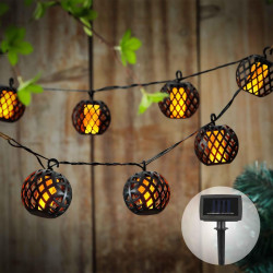 Ghirlanda luminoasa cu panou solar Hoff, exterior, 7 globuri cu 70 LED-uri, lumina calda, efect flacara, 1.8 m