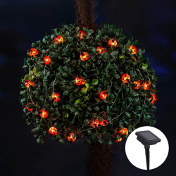 Ghirlanda luminoasa cu panou solar Hoff, exterior, buburuze, 25 LED-uri cu lumina calda, 5.4 m, functie statica si flash