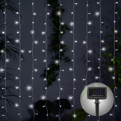 Ghirlanda luminoasa cu panou solar Hoff, exterior, perdea, 266 LED-uri cu lumina rece, 3.8 m, functie statica si flash