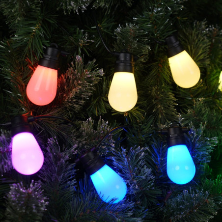 Ghirlanda luminoasa smart Hoff iDeal, interior / exterior, 10 LED-uri RGB, 4.5 m, aplicatie iDeal LED, telecomanda