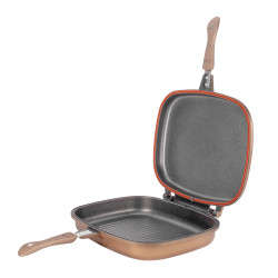 Grill dublu Neoklein DGR36, aluminiu, invelis titan antiaderent, 36 cm, auriu