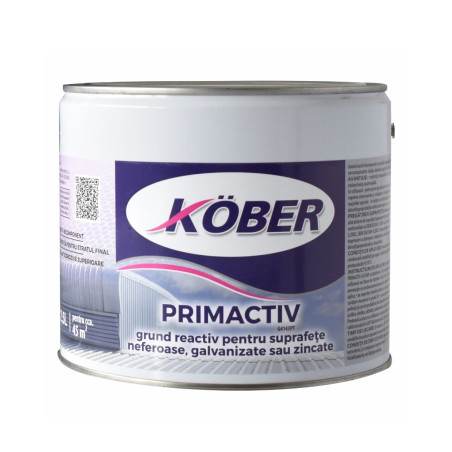 Grund pentru metal, Kober Primactiv, anticoroziv, interior / exterior, galben, 2.5 L
