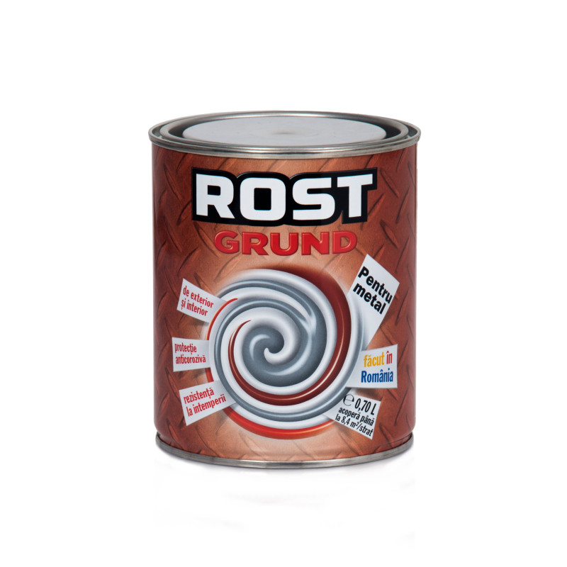 Grund pentru metal Rost, anticoroziv, interior / exterior, gri, 0.7 L