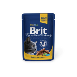 Hrana umeda pentru pisici, Brit, adult, carne de pui si curcan, 100g