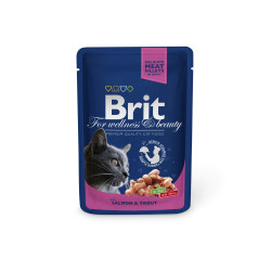 Hrana umeda pentru pisici, Brit, adult, somon si pastrav, 100g