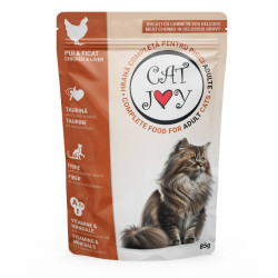 Hrana umeda pentru pisici Cat Joy, adult, carne de pui si ficat, in sos, 85 g