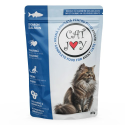 Hrana umeda pentru pisici Cat Joy, adult, somon, in sos, 85 g