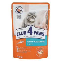 Hrana umeda pentru pisici, Club 4 Paws Premium, adult, carne de macrou, 100 g