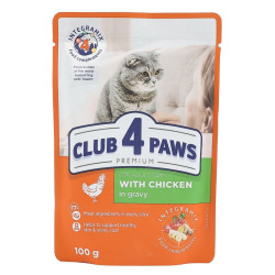 Hrana umeda pentru pisici, Club 4 Paws Premium, adult, carne de pui, 100 g