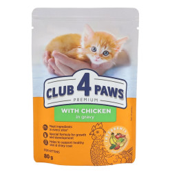 Hrana umeda pentru pisici, Club 4 Paws Premium, junior, carne de pui, 80 g