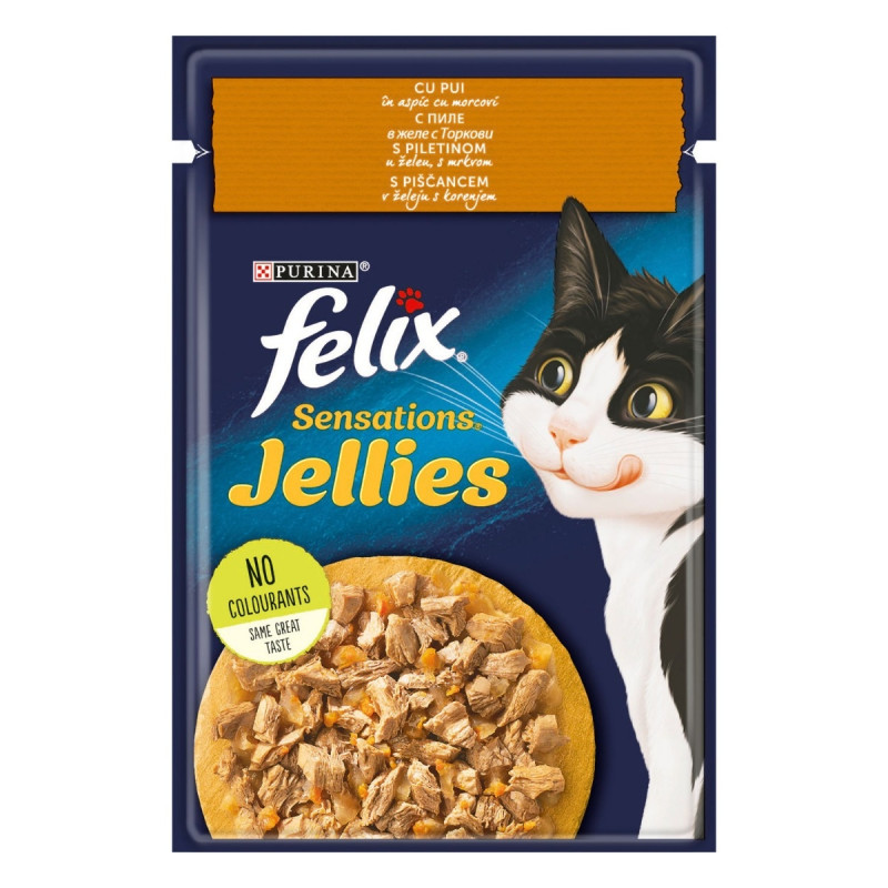 Hrana umeda pentru pisici, Felix Sensations, adult, carne de pui in aspic, 85g