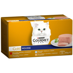 Hrana umeda pentru pisici, Gourmet Gold, adult, carne de vita, curcan, ficat, ton, 4 x 85 g