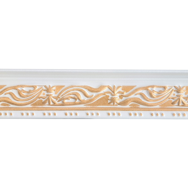 Bagheta decorativa polistiren CM24-RWG, clasic, alb + auriu, 200 x 9.5 cm