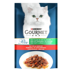 Hrana umeda pentru pisici, Gourmet Perle, adult, carne de vita in sos, 85g