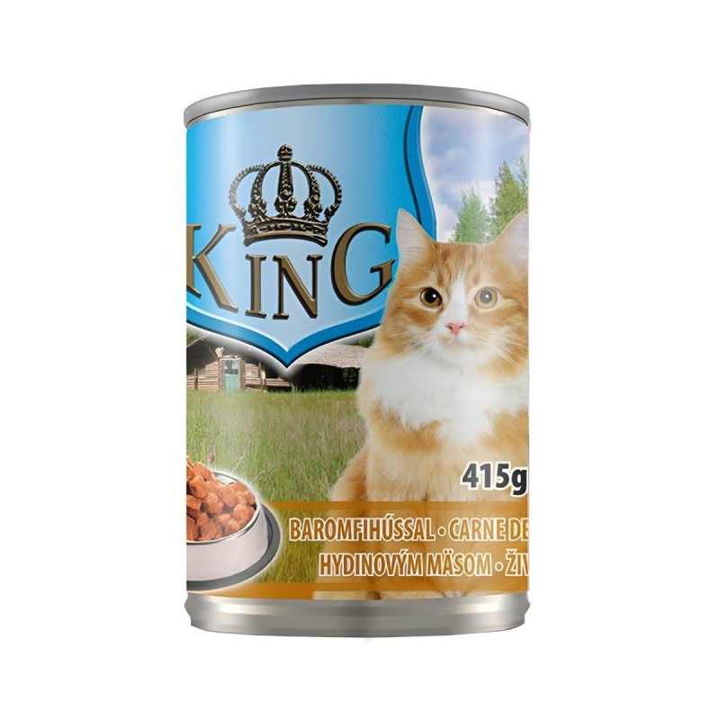 Hrana umeda pentru pisici, King Cat, adult, carne de pui, 415 gr Hrana umeda pentru pisici, King Cat, adult, carne de pui, 415 gr