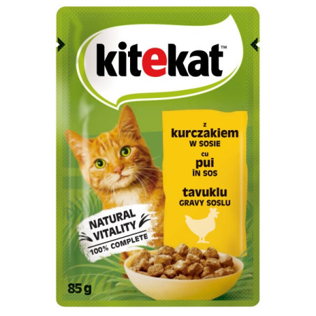 Hrana umeda pentru pisici, Kitekat, adult, carne de pui, 85 g