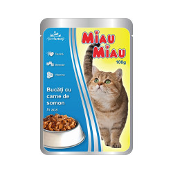 Hrana umeda pentru pisici, Miau Miau, adult, somon, 100g