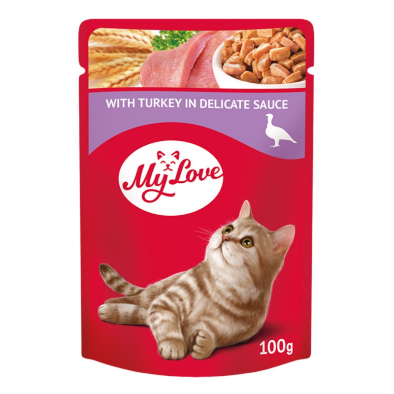 Hrana umeda pentru pisici, My Love, adult, carne de curcan, 100 g