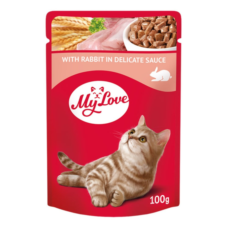 Hrana umeda pentru pisici, My Love, adult, carne de iepure, 100 g
