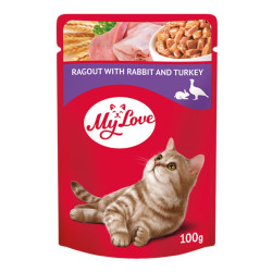 Hrana umeda pentru pisici, My Love, adult, carne de iepure si curcan, 100 g