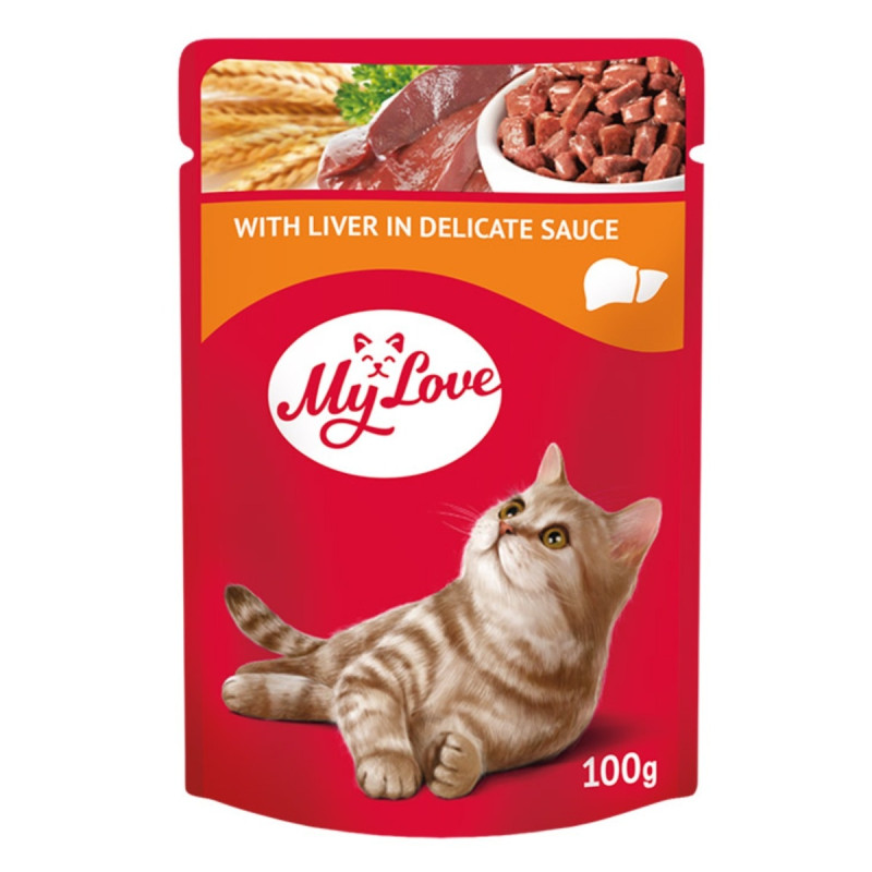 Hrana umeda pentru pisici, My Love, adult, ficat, 100 g Hrana umeda pentru pisici, My Love, adult, ficat, 100 g