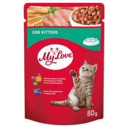 Hrana umeda pentru pisici, My Love, junior, carne de gaina, 80g