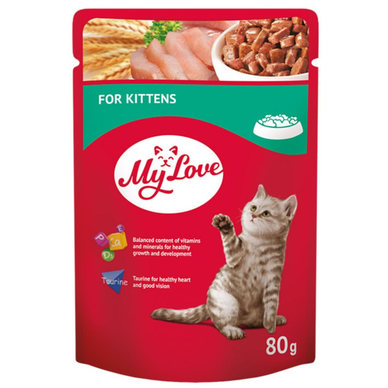 Hrana umeda pentru pisici, My Love, junior, carne de gaina, 80g