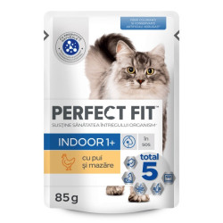 Hrana umeda pentru pisici, Perfect Fit Indoor, adult, carne de pui, 85g, pisici de apartament