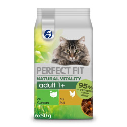 Hrana umeda pentru pisici, Perfect Fit Natural Vitality, carne de pui si curcan, 6 x 50g