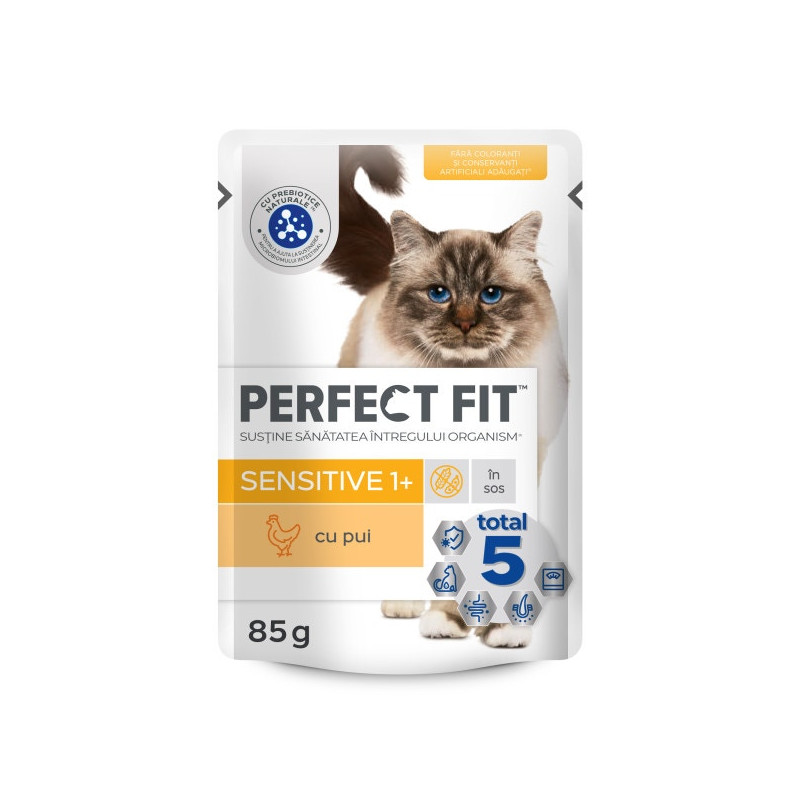 Hrana umeda pentru pisici, Perfect Fit Sensitive, adult, carne de pui, 85g, sensibilitate digestiva Hrana umeda pentru pisici, Perfect Fit Sensitive, adult, carne de pui, 85g, sensibilitate digestiva