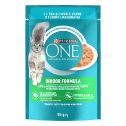 Hrana umeda pentru pisici, Purina One Indoor, adult, ton in sos, 85g, pisici de apartament