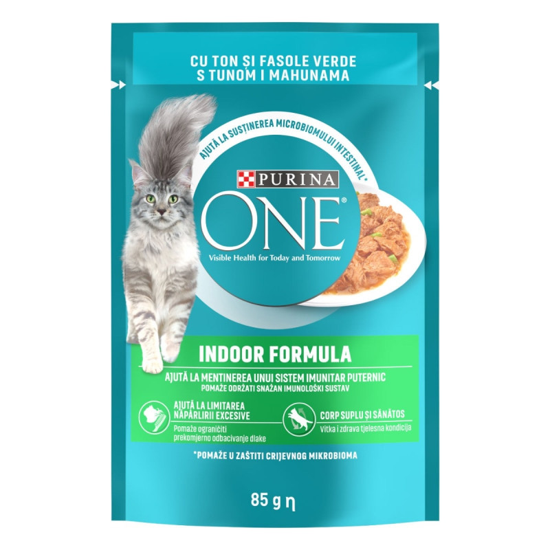 Hrana umeda pentru pisici, Purina One Indoor, adult, ton in sos, 85g, pisici de apartament Hrana umeda pentru pisici, Purina One Indoor, adult, ton in sos, 85g, pisici de apartament