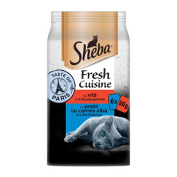 Hrana umeda pentru pisici, Sheba Fresh Cuisine Paris, cu carne de vita si peste, 6 x 50g