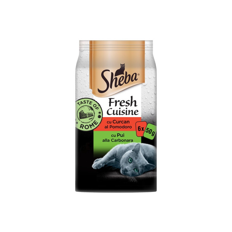 Hrana umeda pentru pisici, Sheba Fresh Cuisine Rome, cu carne de pui si vita, 6 x 50g