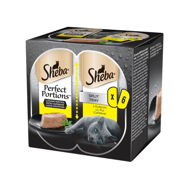 Hrana umeda pentru pisici Sheba Perfect Portions, adult, cu bucati de pui, 6 x 37.5 g