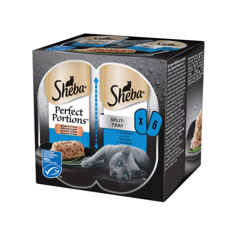 Hrana umeda pentru pisici Sheba Perfect Portions, adult, cu bucati de ton, 6 x 37.5 g Hrana umeda pentru pisici Sheba Perfect Portions, adult, cu bucati de ton, 6 x 37.5 g