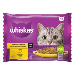 Hrana umeda pentru pisici, Whiskas Selection, adult, pui si curcan in sos, 4 plicuri x 85g