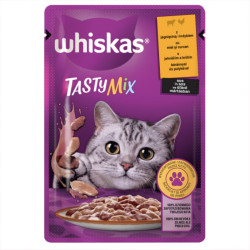 Hrana umeda pentru pisici, Whiskas Tasty mix, adult, miel si curcan in sos, 85g