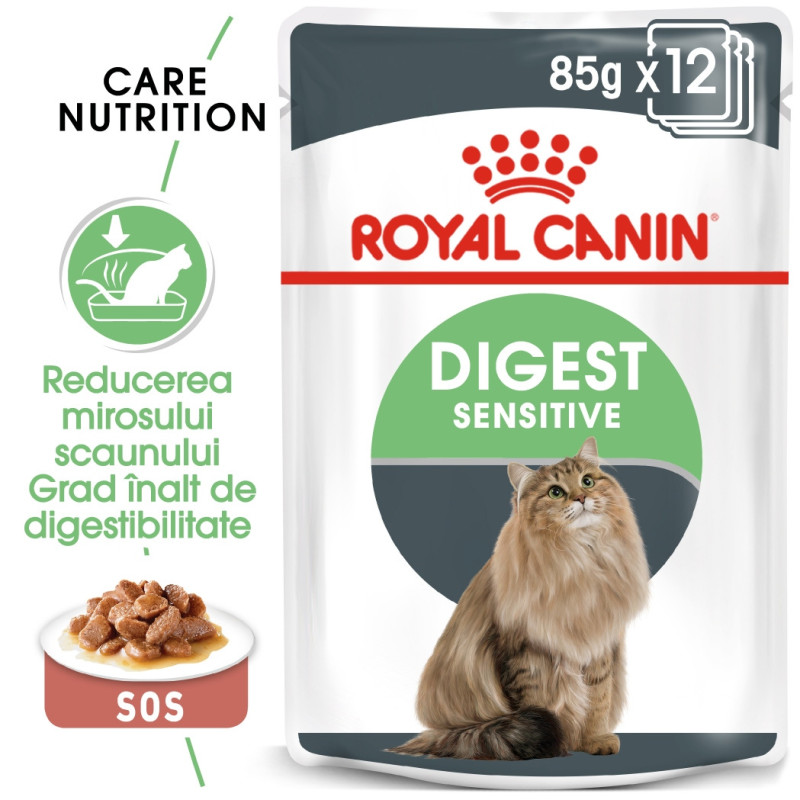 Hrana umeda pisica Royal Canin Digest Sensitive Care Adult, confort digestiv, in sos, 85 g Hrana umeda pisica Royal Canin Digest Sensitive Care Adult, confort digestiv, in sos, 85 g