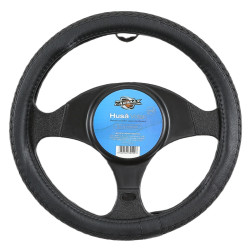Husa volan auto Carmax Premium, piele sintetica, negru, D 37 - 43 cm