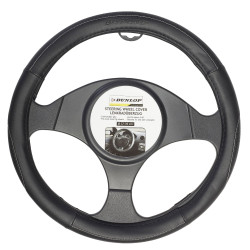 Husa volan auto Dunlop, piele sintetica, negru, D 37 - 39 cm