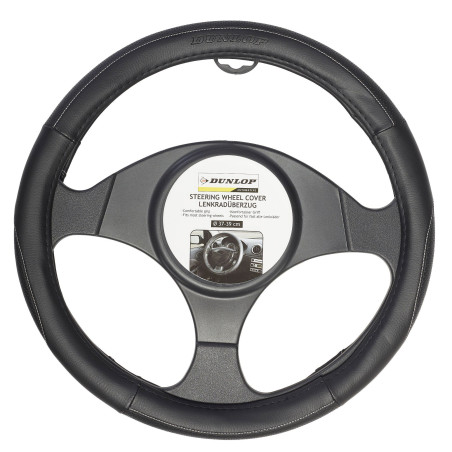 Husa volan auto Dunlop, piele sintetica, negru, D 37 - 39 cm