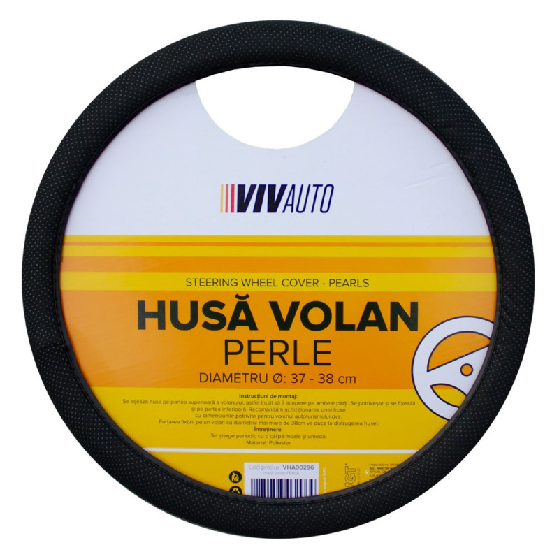 Husa volan auto Kraftmann Perle, VHA00296, piele sintetica, negru, D 37 - 38 cm
