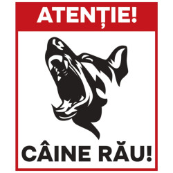 Indicator atentionare caine rau Sun Prints, PVC, dreptunghiular, 16 x 19 cm