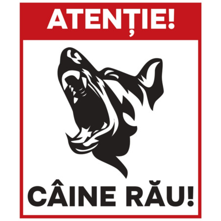 Indicator atentionare caine rau Sun Prints, PVC, dreptunghiular, 16 x 19 cm
