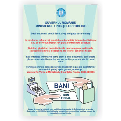 Indicator informare Solicitati bon fiscal, PVC, 30 x 20 cm