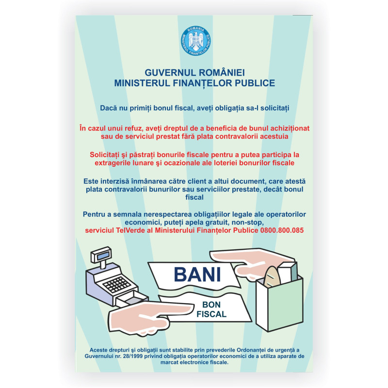 Indicator informare Solicitati bon fiscal, PVC, 30 x 20 cm
