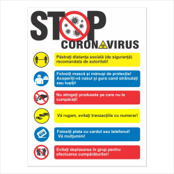 Indicator informare Stop Covid M0145, PVC, 30 x 40 cm