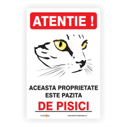 Indicator semnalizare Atentie pisici, PVC, 30 x 20 cm